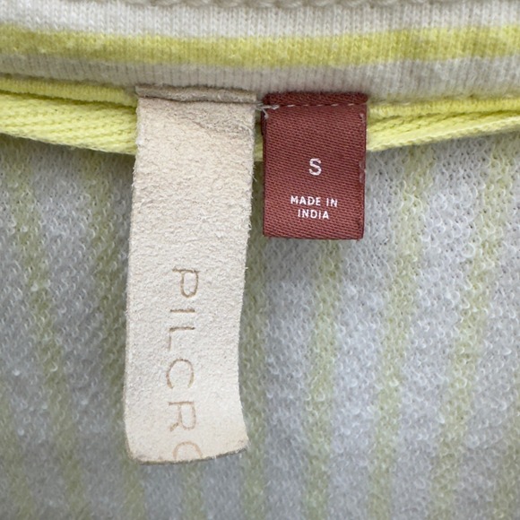 Pilcro Anthropologie Yellow Striped Grommet V-Neck Pullover Top Size S - Picture 3 of 11